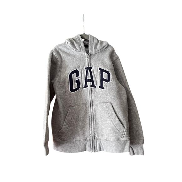 GAP Kids Boys' Full Zip Comfy Fleece Cotton Hoodie Sweatshirt Long Sleeve Gray S - Picture 1 of 9